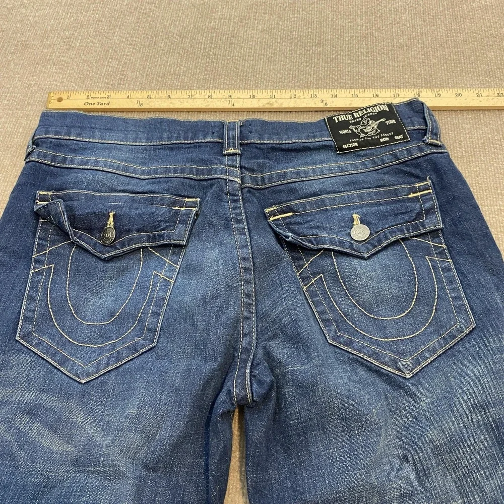 True Religion Ricky Relaxed Straight Jeans Mens‎ 36x34 Med Wash Distressed Denim